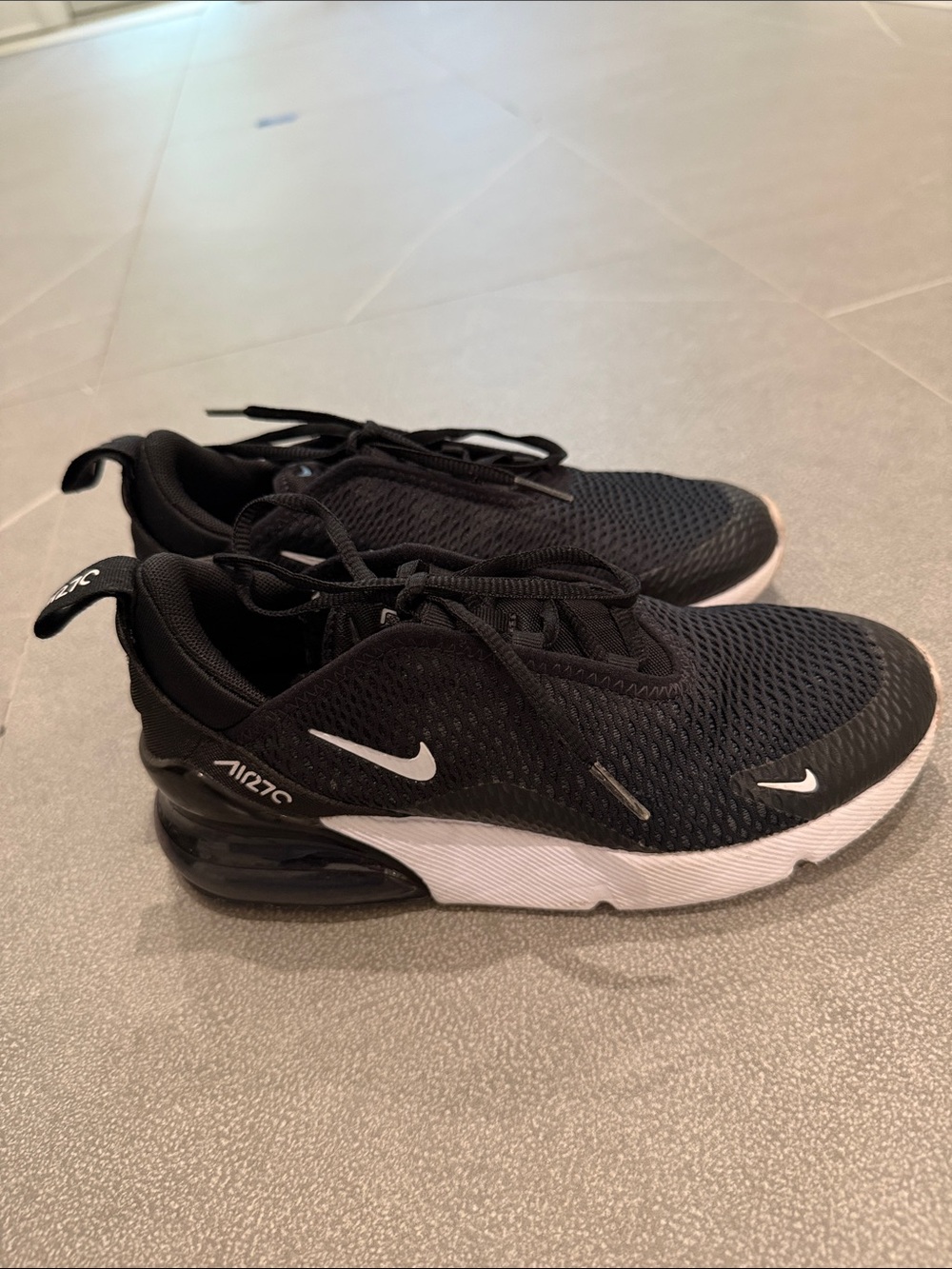 Nike Kids Black and White Air Max-Style Breathable Sneakers